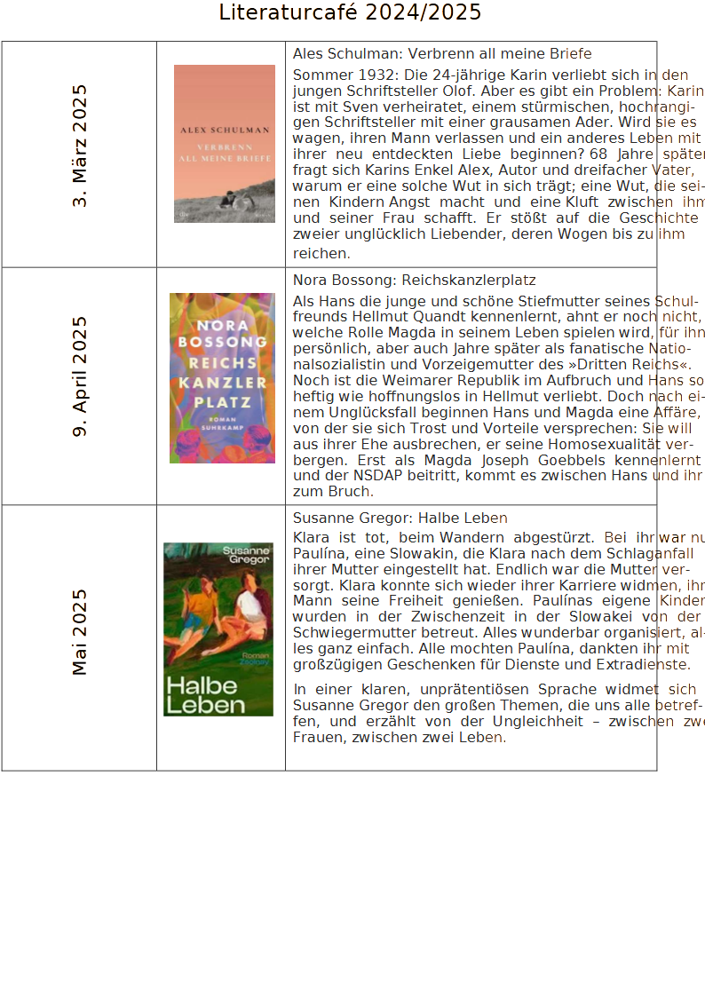 Die nächsten Buchtitel und Termine